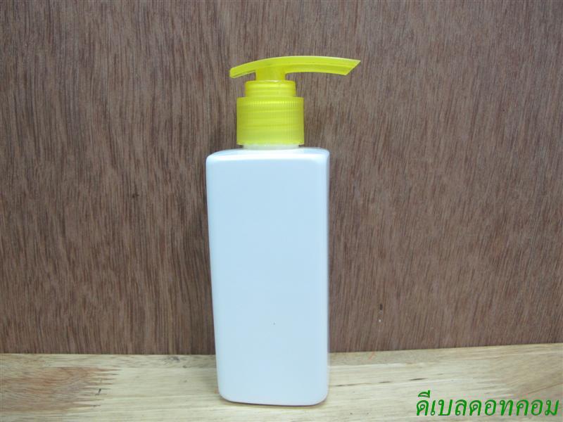 pet เหลี่ยม SB 180สีขาว+ปั้มกระโดดพลาสติกสีเหลือง24มม.