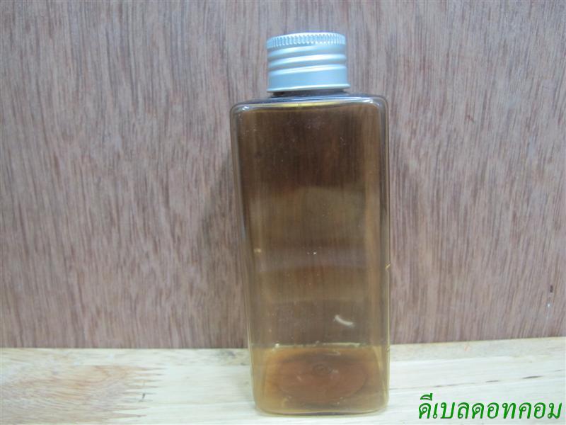 pet เหลี่ยม SB 180 ml. สีชาทอง+ฝาอลูมีเนียมม้วนขอบ 24มม.