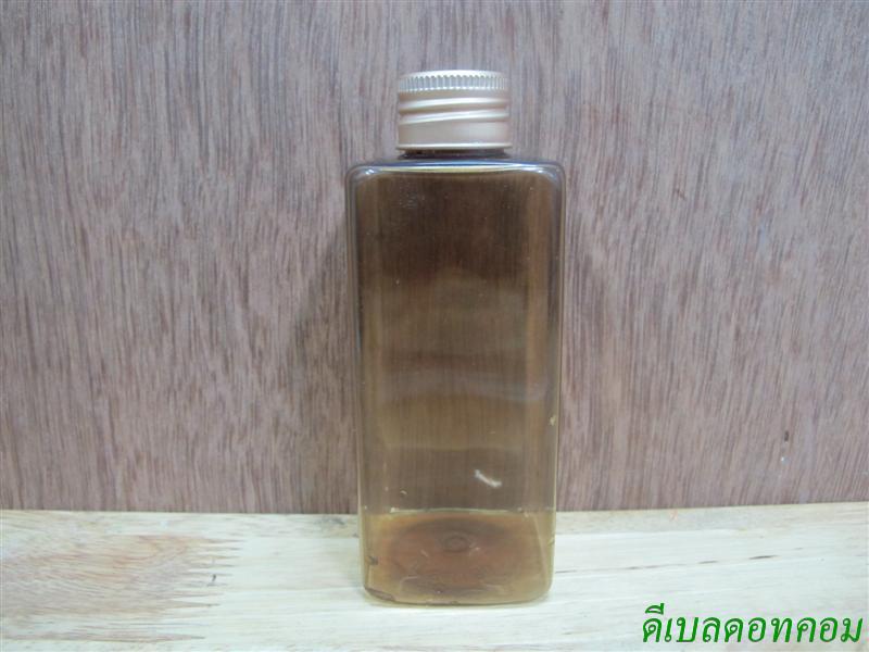 pet เหลี่ยม SB 180 ml. สีชาทอง+ฝาอลูมีเนียมม้วนขอบสีทอง 24มม.