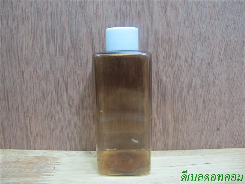 ขวด pet เหลี่ยม SB 180 ml. สีชาทอง+ฝาเกลียวพลาสติกสีขาว  24มม.