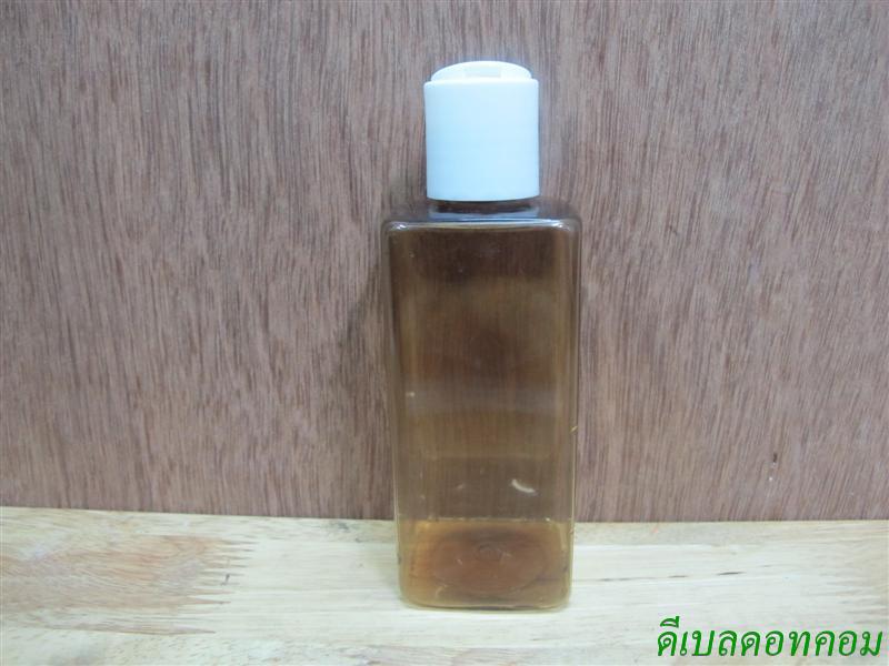 ขวด pet เหลี่ยม SB 180 ml. สีชาทอง+ฝากดสีขาว 24มม.