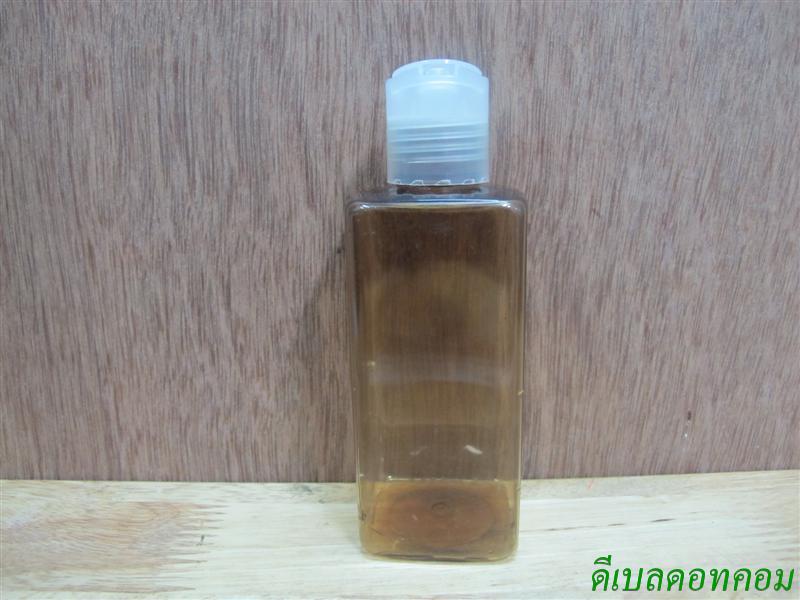 ขวด pet เหลี่ยม SB 180 ml. สีชาทอง+ฝากดสีใส 24มม.