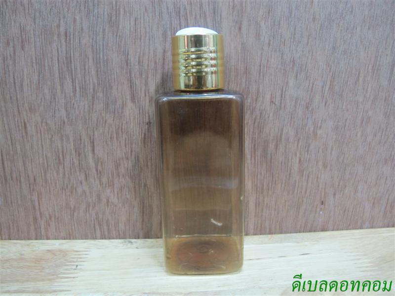 ขวด pet เหลี่ยม SB 180 ml. สีชาทอง+ฝากดขาวขอบทองเงานูน 24มม.