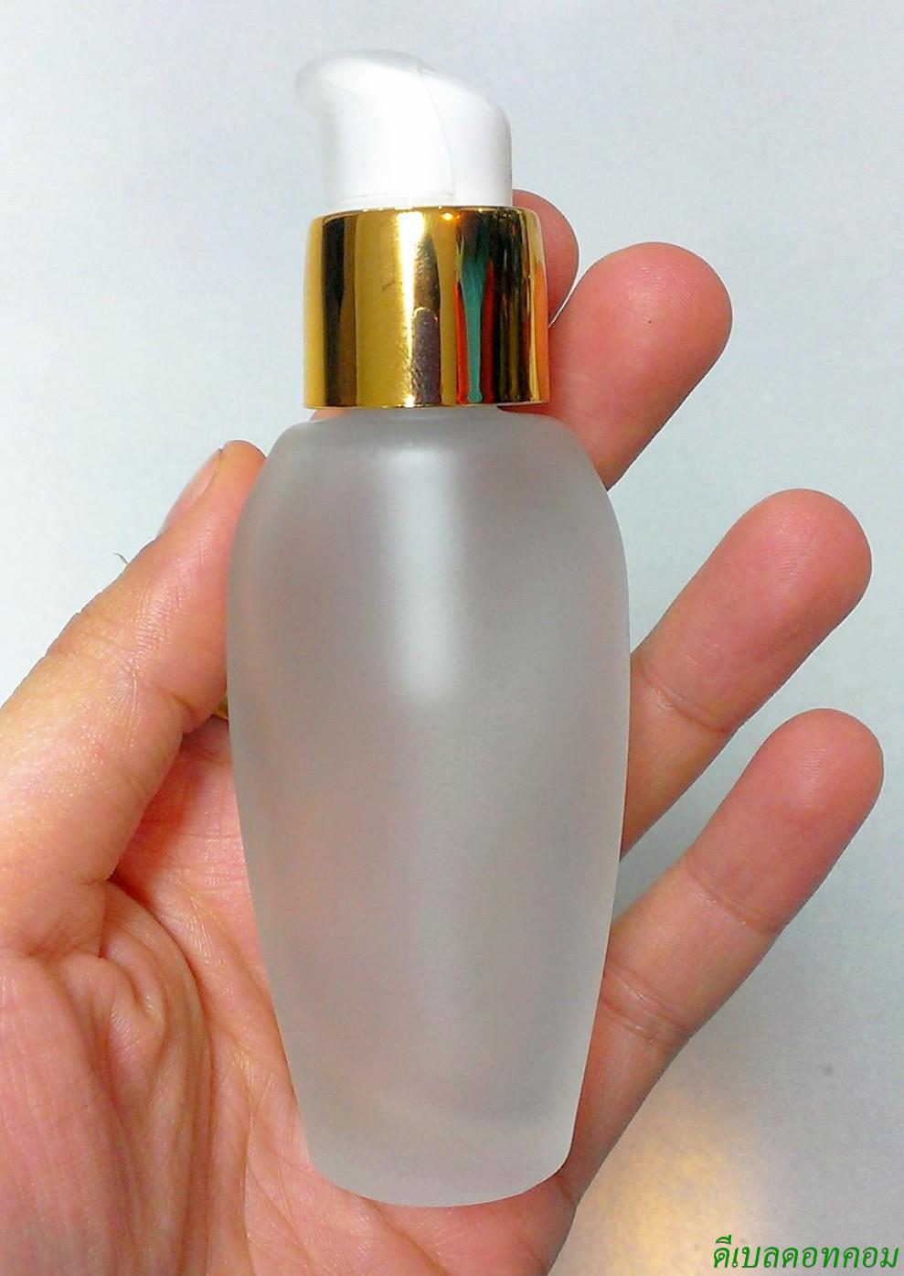 ขวดแก้วขุ่นแบน 30 ml ปั้ม pb38 สีทอง