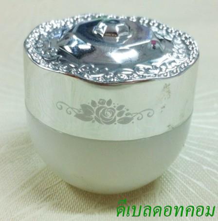 กระปุกกลมขาว +ฝาเพชรเงิน 5 ก.