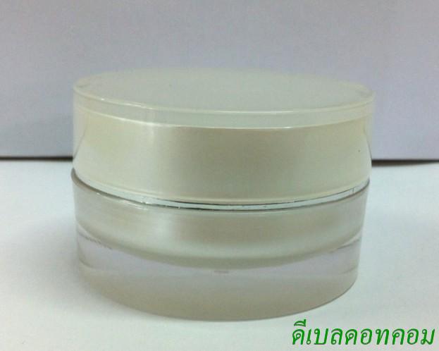 กระปุกกลมตรง สีขาวมุก ขอบขลิบ 15g