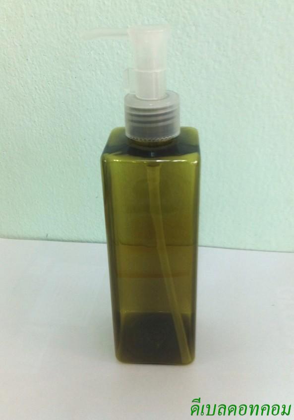SB-240ml สีเขียวมะกอก +ปั้มดีดทรงก๊อกน้ำคอ 24 สีใส