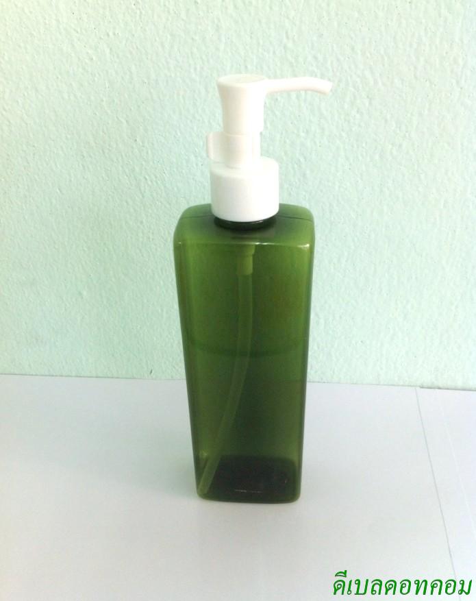 SB-240mlแบน สีเขียวมะกอก +ปั้มดีดทรงก๊อกน้ำคอ 24 สีขาว
