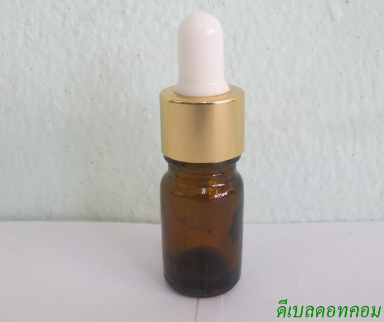 ขวดอโรมาชาใส  5 ml +ดรอปเปอร์ทองเงา+จุกบีบสีขาว