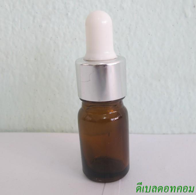 ขวดอโรมาชาใส  5 ml +ดรอปเปอร์เงินเงา+จุกบีบสีขาว