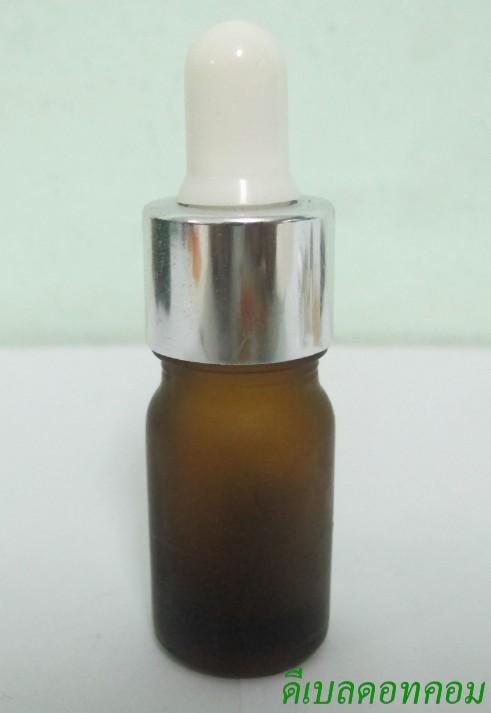 ขวดอโรมาชาขุ่น  5 ml +ดรอปเปอร์เงินเงา+จุกบีบสีขาว