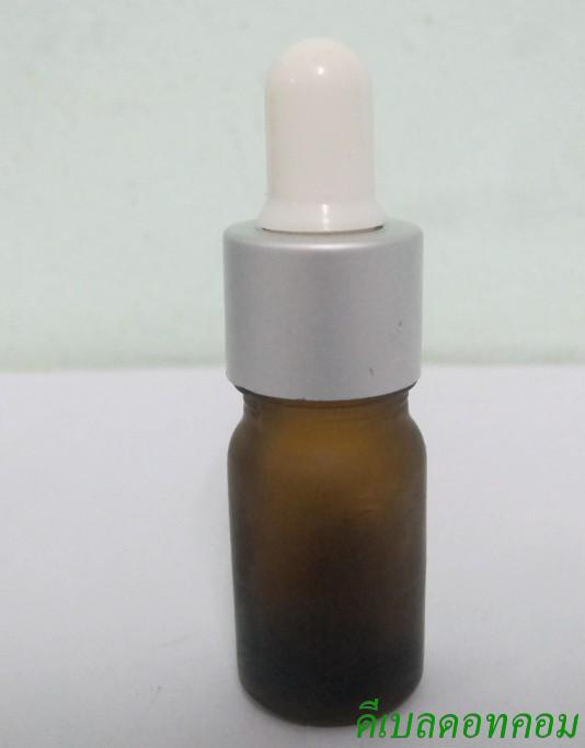 ขวดอโรมาชาขุ่น  5 ml +ดรอปเปอร์เงินด้าน+จุกบีบสีขาว