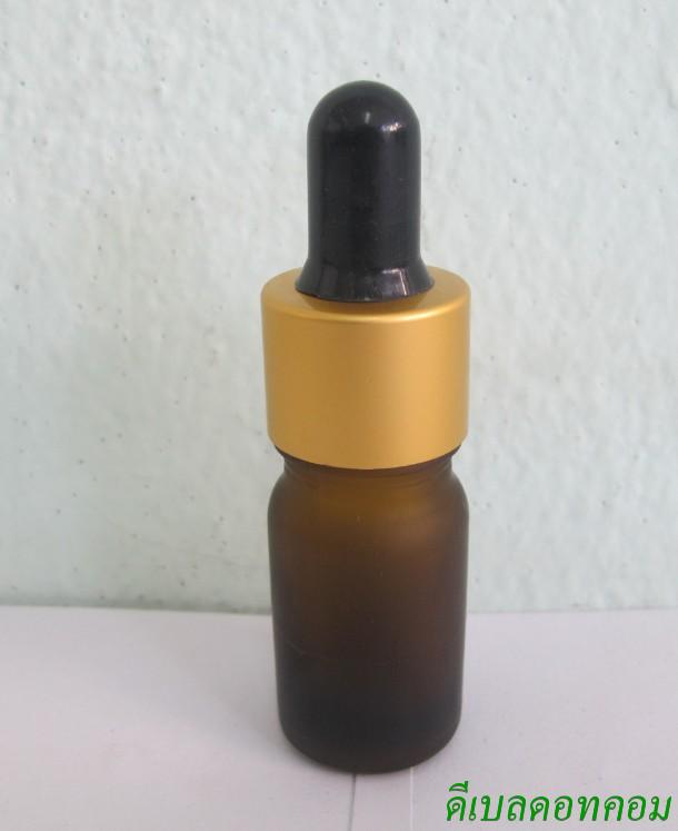 ขวดอโรมาชาขุ่น  5 ml +ดรอปเปอร์ทองด้าน+จุกบีบสีดำ