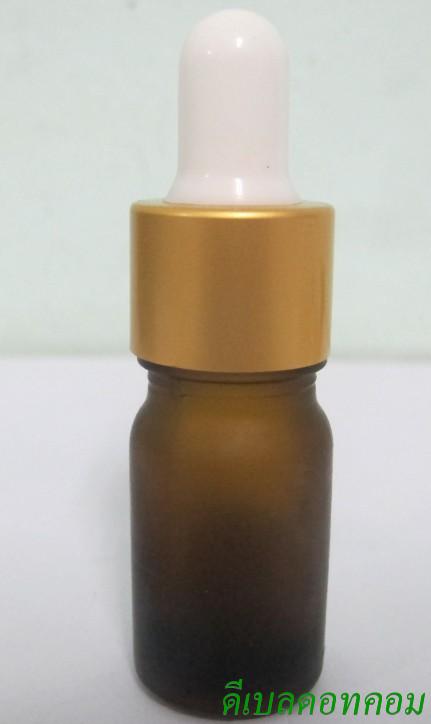 ขวดอโรมาชาขุ่น  5 ml +ดรอปเปอร์ทองด้าน+จุกบีบสีขาว