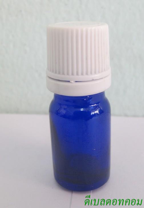 ขวดอโรมาน้ำเงินใส  5 ml +ฝาเกลียวพลาสติกขาว