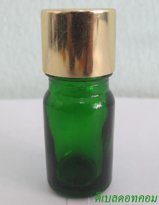 ขวดอโรมาเขียวใส  5 ml +ฝาเกลียวอลูทองเงา