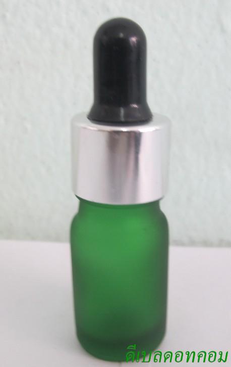 ขวดอโรมาเขียวขุ่น  5 ml + ดรอปเปอร์เงินเงา+จุกบีบดำ