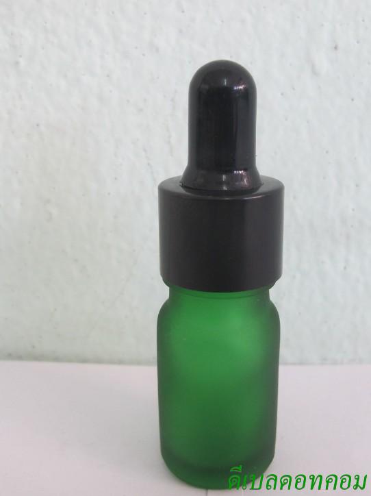 ขวดอโรมาเขียวขุ่น  5 ml + ดรอปเปอร์ดำ+จุกบีบดำ