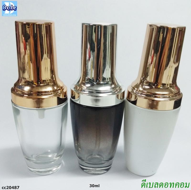 ขวดแก้วทรงโอ่ง + ปั้ม 30 ml