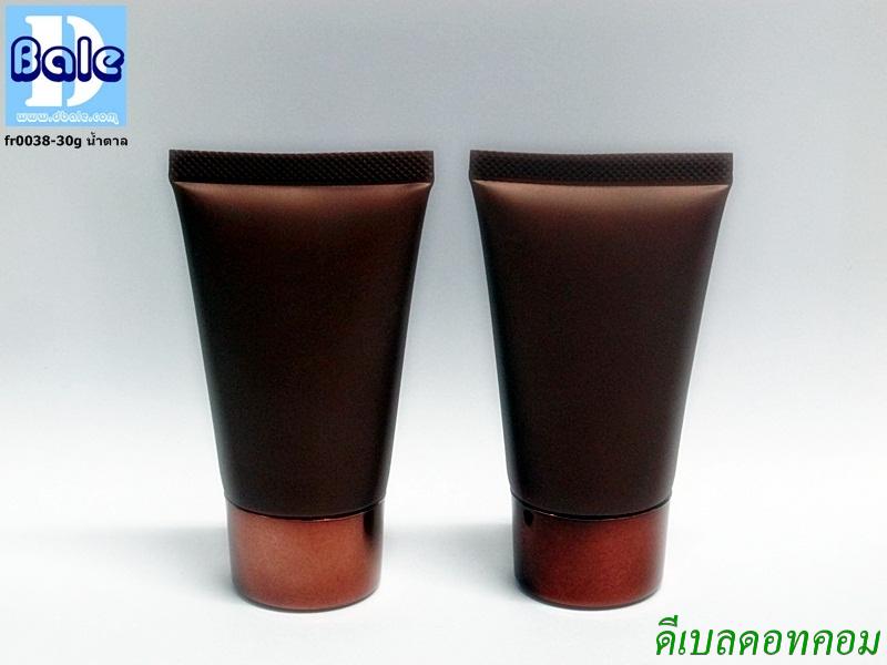 หลอดครีม,เจล 30กรัมน้ำตาล + ฝาเมทาลิค น้ำตาล fr0038