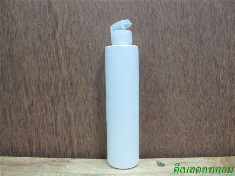ขวดpet ขาวแป้งทรงกลมกระบอก 200 ml+ฝาป๊อกแป๊กใส 24มม.