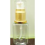 SB ขวดpet-50ml+ปั้มขาวอลูทองด้านฝาครอบใส คอ 20 มม.
