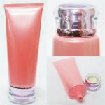 หลอดบีบโฟมสีชมพู+ฝาอคลิลิคกลมใสสีชมพูเงาจุกใหญ่ 50กรัม