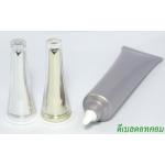 หลอดบีบโฟมสีเทาเงิน+ฝาแหลมเงินครอบอคริลิคใส 15มล.(dcode:736)