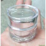 กระปุกกลมตรง สีเงินเงา ขอบขลิบ 5 g (ฝาโปร่ง) (dcode:222)