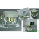 กระปุกเหลี่ยมโปร่ง ฝาทองเงา 5กรัม Square Cream bottle gold cap (dcode: 158)