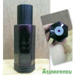 ขวด PET ทรงหกเหลี่ยม ม่วง ขนาด 230 มล. คอ 24 มม. พร้อมฝาเกลียวใหญ่สีดำ+จุก