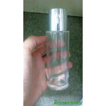 ขวดแก้วใส100ml+ฝาเกลียวเล็ก(หนา)เงินเงาเรียบคอ 24 มม.+จุกยาง แผ่นรอง