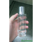ขวดแก้วใส100ml+ฝาเกลียวเล็ก(บาง)เงินเงาเรียบคอ 24 มม.+จุกยาง แผ่นรอง