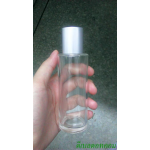 ขวดแก้วใส100ml+ฝาเกลียวเล็ก(บาง)เงินด้านเรียบคอ 24 มม.+จุกยาง แผ่นรอง