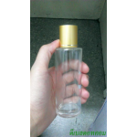 ขวดแก้วใส100ml+ฝาเกลียวเล็ก(บาง)สีทองด้านคาดริ้วเงิน1เส้นคอ 24 มม.+จุกยาง แผ่นรอง
