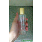 ขวดแก้วใส100ml+ฝาเกลียวเล็ก(บาง)สีทองด้านคาดริ้วเงิน2เส้นคอ 24 มม.+จุกยาง แผ่นรอง