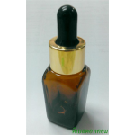 ขวดแก้วอโรมา15mlเหลี่ยม+ดรอปเปอร์สีทองเงา+จุกดำ