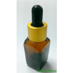 ขวดแก้วอโรมา15mlเหลี่ยม+ดรอปเปอร์สีทองด้าน+จุกดำ