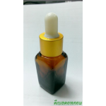 ขวดแก้วอโรมา15mlเหลี่ยม+ดรอปเปอร์สีทองด้าน+จุกขาว