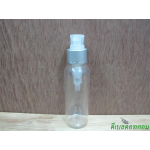 ขวดpet-003(100ml)+หัวปั้มดีดใสปากเป็ดเงินด้านคาดริ้วเงิน 24