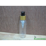 ขวดpet-003(100ml)+หัวปั้มดีดสีดำปากเป็ดขอบทองด้าน 24