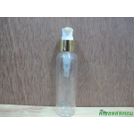 ขวดpet-003(120ml)+หัวปั้มดีดขาวปากเป็ดขอบทองเงา 24มม.