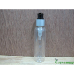 ขวดpet-003(120ml)+หัวปั้มดีดดำปากเป็ดขอบเงินด้าน 24มม.