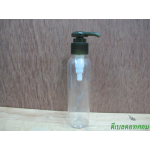 ขวดpet-003(120ml)+หัวปั้มกระดุมงาช้างสีเขียวมะกอก 24มม.