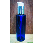 ขวด PET 120ml( กลมน้ำเงินไหล่ตัด)+ปั้มขาวเงินเงาคอ 24 มม.
