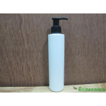ขวดpet ขาวแป้งทรงกลมกระบอก 200 ml+หัวปั้มดีดสีดำปากเป็ด  24มม.