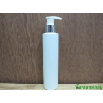 ขวดpet ขาวแป้งทรงกลมกระบอก 200 ml+หัวปั้มดีดขาวปากเป็ดเงินเงา 24มม.