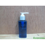 SB-120mlเหลี่ยม(สีน้ำเงิน)+หัวปั้มดีดขาวปากเป็ดขอบเงินด้านคาดริ้ว 24มม.