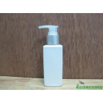SB-120ml(ขาว)+หัวปั้มดีดใสปากเป็ดขอบเงินด้านคาดริ้ว  24มม.