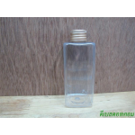 pet เหลี่ยม SB 180 ml. สีใส+ฝาอลูมีเนียมม้วนขอบสีทอง 24มม.